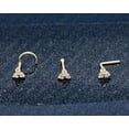 thumbnail image 3 of 3-Stone 0.030ctw Moissanite Nose Stud - 22G Solid 14Kt White Gold Nose Bone Stud Nose Ring - April Birthstone Nose Stud, 3 of 5
