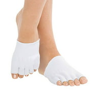 Toes Alignment Socks Open Five Toe Separator Spacer Yoga Gym Pedicure (White - 1 Pair, Medium)