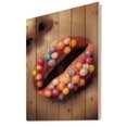 thumbnail image 2 of Designart 'Close Up of Creative Make Up On Woman Lips With Lolipops' Modern Print on Natural Pine Wood, 2 of 5