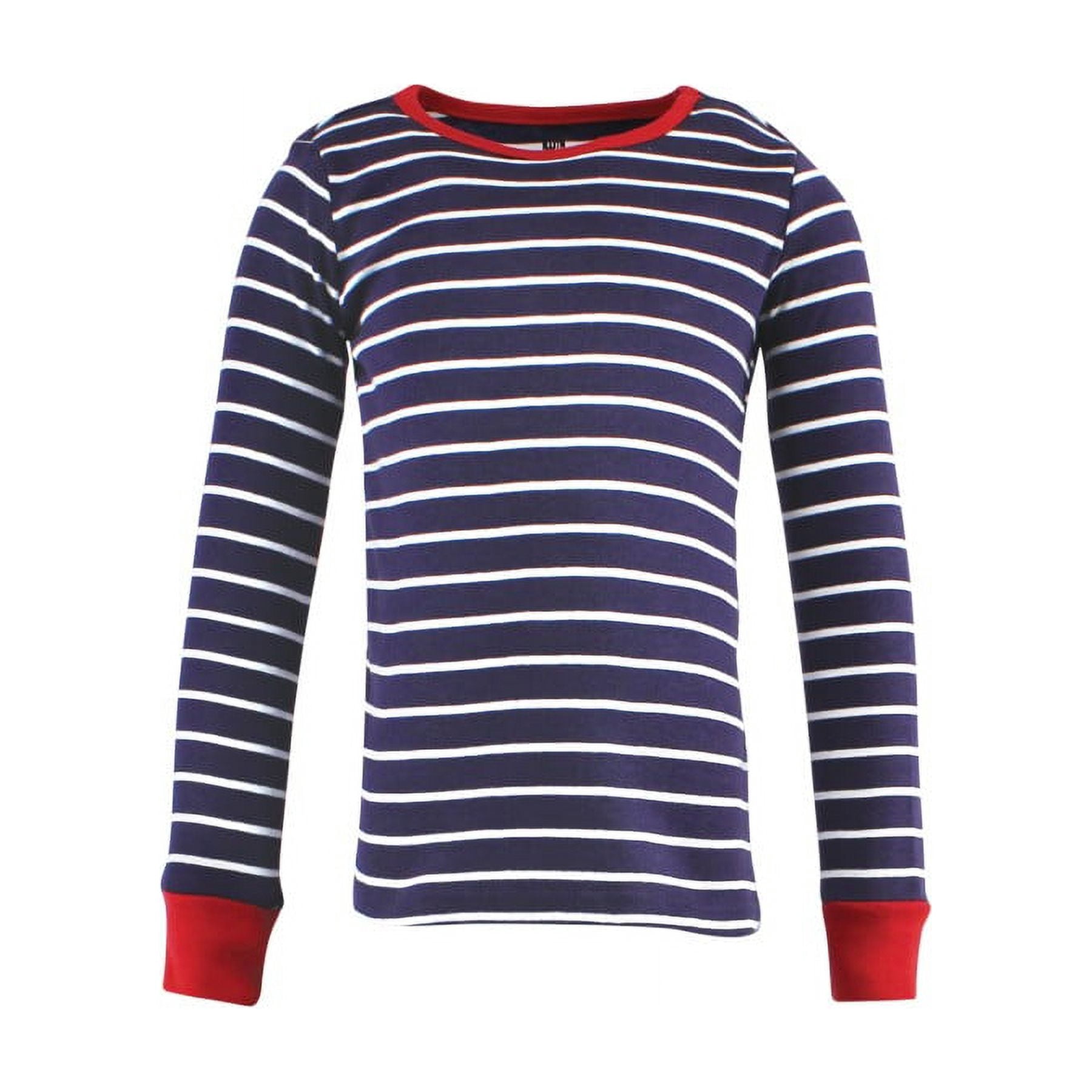 Hudson Baby Infant and Toddler Cotton Pajama Set, Navy Stripe Red, 3 Toddler