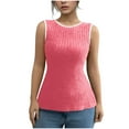 thumbnail image 4 of HongQid Women's Sleeveless Cute Crew Neck Bow Tie Back Blouse Colorblock Split Hem Backless Tank Tops, 4 of 7