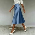 thumbnail image 6 of Ashirexll Midi Skirts for Women Casual Solid Color Elegant Texture Satin A-Line Midi Skirt for Work Daily, 6 of 7