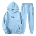 thumbnail image 4 of Domzest Sweatsuits for Men Two Piece Tracksuit Joggers Drawstring letter Print Warm Hoodie Autumn Long Sleeve Sports Round Neck Sweatsuits Matching Sweatpants Suits Sets Light Blue 3XL-Large, 4 of 5