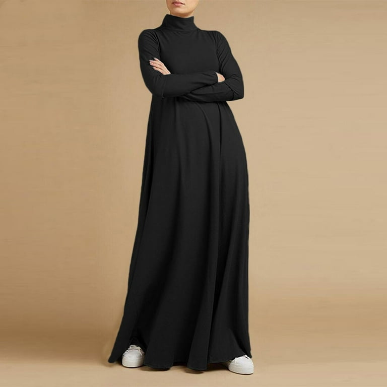 Winter Dresses for Women Long Sleeve Dresses Plus Size Turtleneck Loose-Fit  Maxi Dress Comfy Lounge Holiday Dresses 