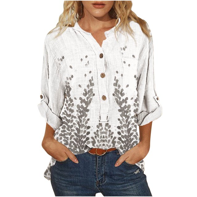 Blusa informal de manga larga con cuello en V y cuello alto a la moda para mujer Pompotops FGAJ14080