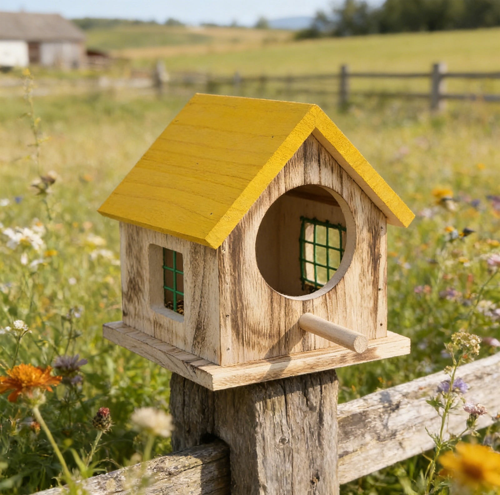 Viflosae Bird Feeder Bird Feeder Pole Bird House Frame Wooden Bird Nests Courtyard Hanging Mini Bird Nests Outdoor Bird House Bird Feeder forest Garden Decoration