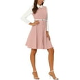 thumbnail image 4 of MODA NOVA Juniors Contrast Turn Down Collar Long Sleeve Button Belt Shirt Dress, 4 of 5