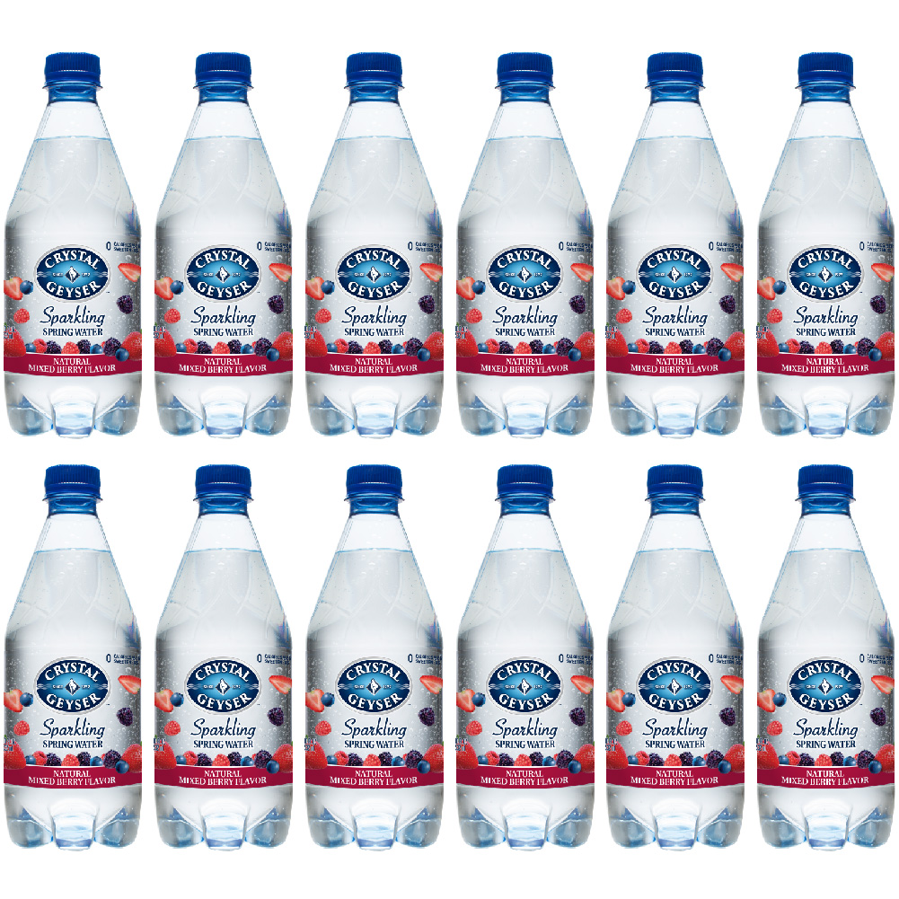Crystal Geyser Sparkling Spring Water, Mixed Berry, 18oz. PET Bottles