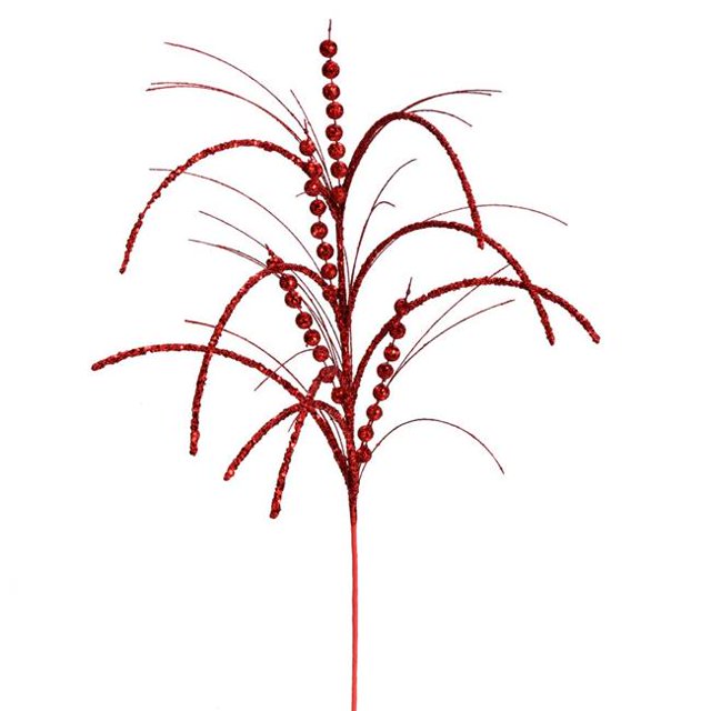 Vickerman QG192403 29 in. Red Glitter Harvest Spray - 6 per Bag