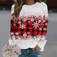 thumbnail image 1 of Qiopertar Mode Femmes T-Shirt à Manches Longues Col Rond Imprimé Chandail en Molleton Blouse Hauts Liquidation Livraison Gratuite à Moins de 5$ jusqu'à 90 % de Réduction, 1 of 5