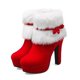 thumbnail image 2 of Women Winter Warm Shoes Christmas Lady Santa Claus Cosplay Shoes Red Ankle Boots High Heels Short Boots, 2 of 4