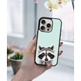 thumbnail image 5 of WIRESTER Shockproof Soft Rubber Cover Case for Apple iPhone 16 Pro 6.3" 2024, Raccoon On Aero Blue Background, 5 of 5