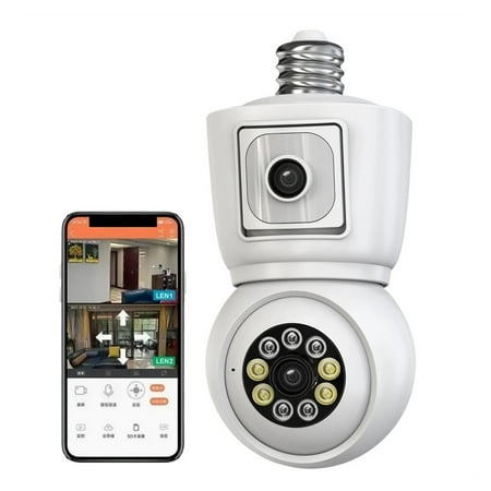 

4K 8MP E27 Bulb Camera Dual Lens Dual Screen Auto Tracking Two Way Audio Color Night Vision Outdoor Security Camera Security Surveillance