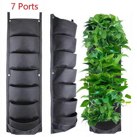 YouLoveIt 7 Pocket Wall Hanging Planting Bag Green Grow Bag Garden Wall Planter Grow Bags for Indoor Outdoor Plant Hanger Wall Hanging Garden Yard Balcony Wall Home Decor