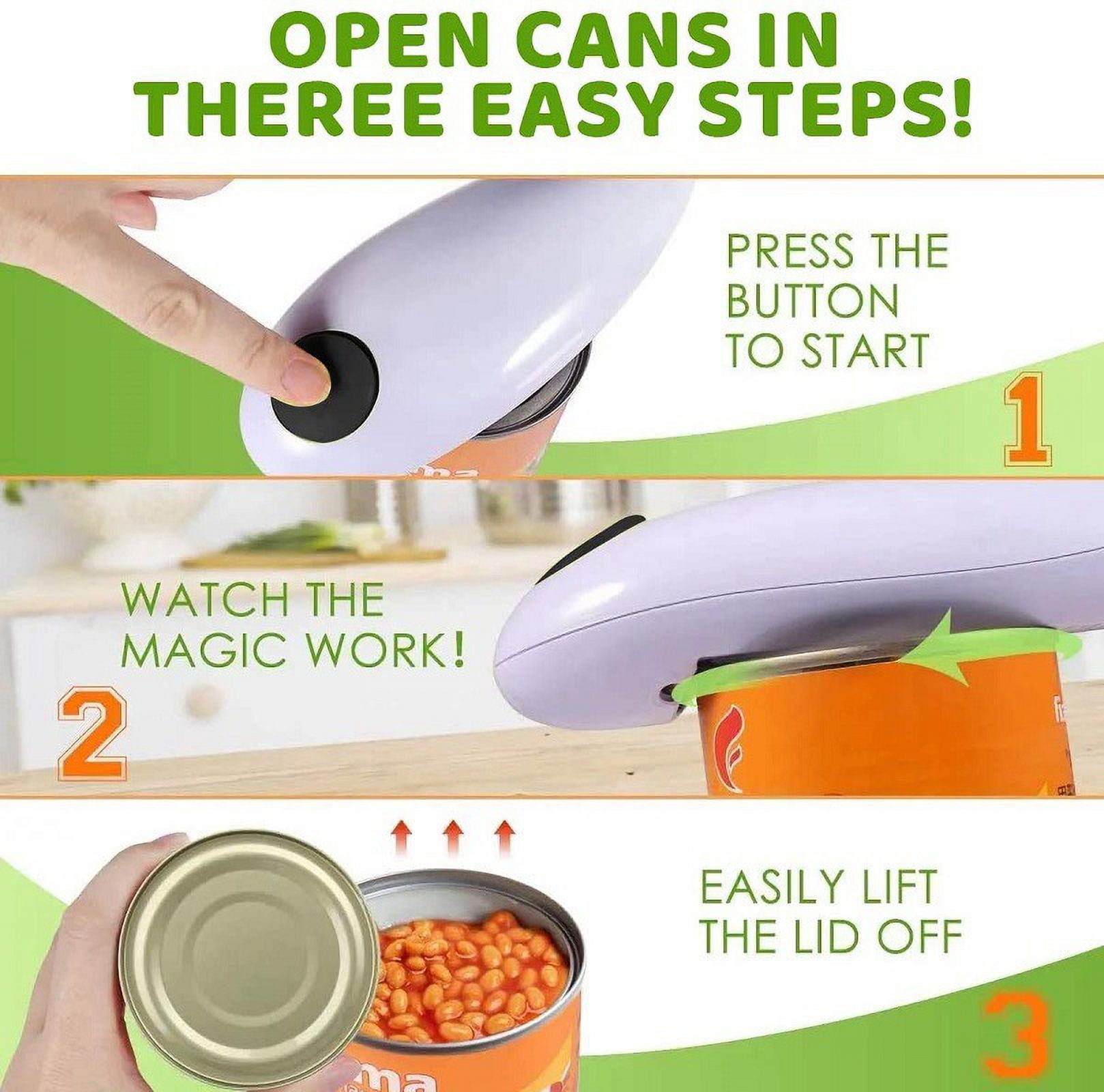 Hands-Free Battery-Operated White Can Opener in Black