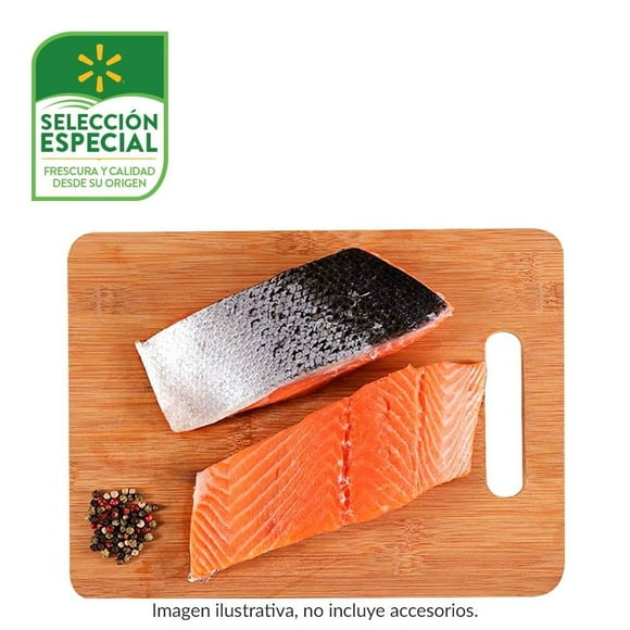 Filete de salmón chileno fresco con piel por kg peso aprox por charola 400 g