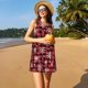 thumbnail image 3 of Easygdp Buffalo Plaid Snowflakes para Vestido Transpirable de Mujer, Vestido Suelto de Manga Corta con Pliegues y Bolsillos para el Verano, 3 of 7