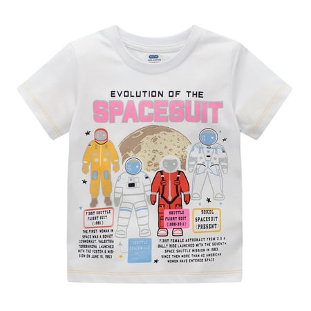 

Children s Shortsleeve T-shirts for Toddler Girls Tees Fashion Cartoon Cute Cool 4 Astronauts Printing Baby Cotton T-shirts 12M-8T