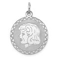 thumbnail image 1 of FB Jewels Sterling Silver Rhodium-plated Engraveable Girl Disc Charm, 1 of 3