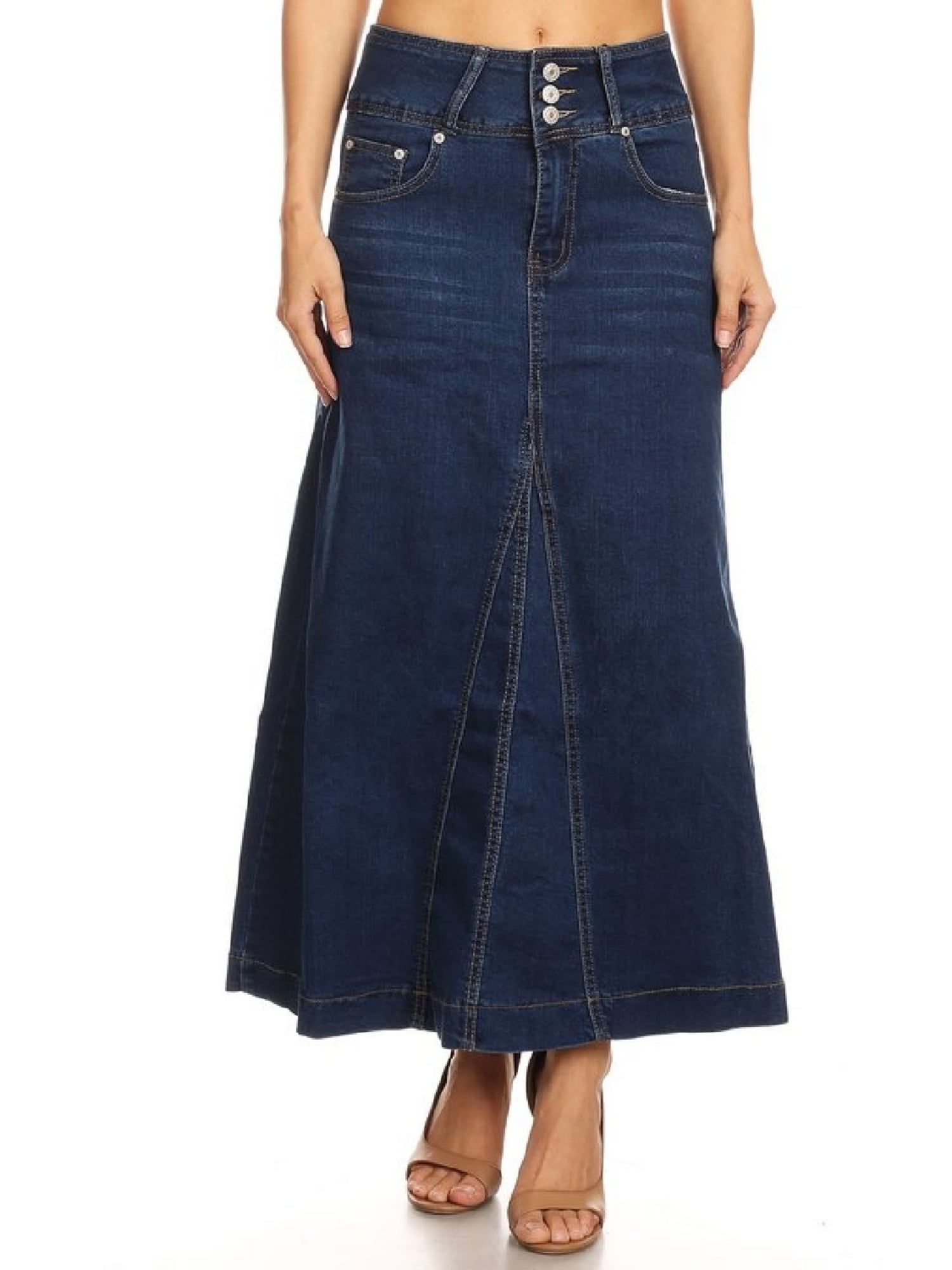 Fashion2love - Women's Plus / Juniors Size High Rise A-Line Long Jeans ...