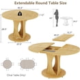 thumbnail image 2 of Virans 43.3"-59" Extendable Round Dining Table for 6-8,Kitchen Dining Table with Double Curved Base & Back Panel Buckle Top,Modern Circle Dinner Table for Kitchens,Dining Rooms,Living Rooms,Natrual, 2 of 9