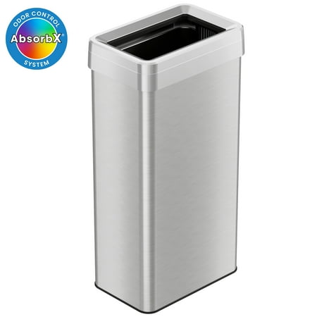 iTouchless 21 Gallon Commercial Grade Stainless Steel Dual-Deodorizer Open Top Rectangular Trash Can