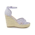 thumbnail image 3 of BLISSFUL STEP Women's Shoes Floral Lace Espadrille Wedge Heel Open Toe Sandals Purple Flower 5.5, 3 of 7