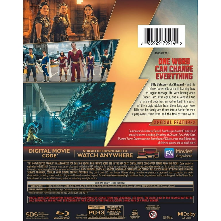 Shazam Fury of the Gods Blu ray Walmart