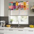 thumbnail image 4 of Spring Floral Curtain Valances for Windows, Kitchen Valance Window Treatments Panel 2 Pack, Vintage Plaid Summer Botanical Colorful Rod Pocket Short Curtains for Bathroom Bedroom 42 x 18 Inch, 4 of 8