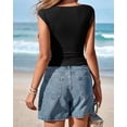 thumbnail image 6 of FreshPretty Womens Summer Tops Boat Neck Cap Sleeve Tee Shirts Ruched Slim Fit Knit Going Out Tank Top Spring Fashion, 6 of 9
