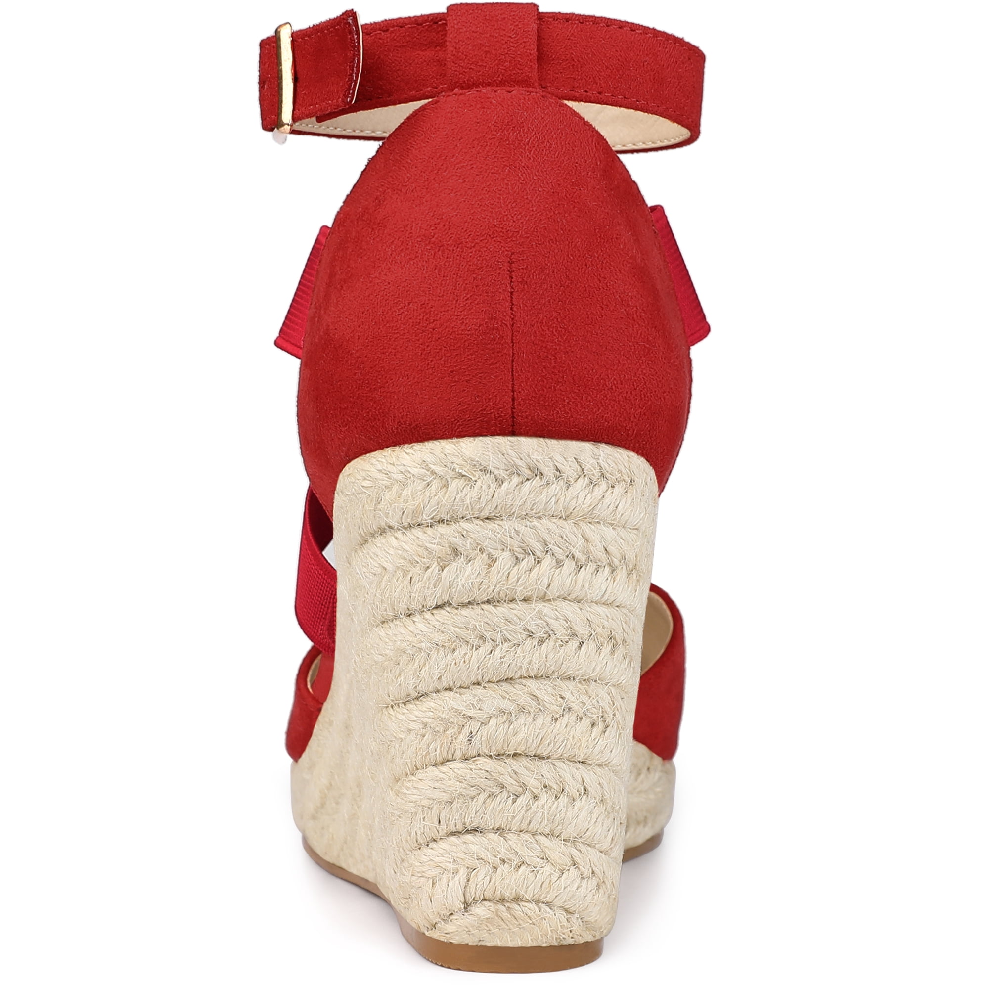 DARING DIVA Women's Espadrilles Closed Toe Wedges Heels Sandals Red 7.5