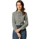 thumbnail image 1 of Blusa de manga larga con botones y cuello vuelto a cuadros para mujer Albaricoque Negro XS, 1 of 5
