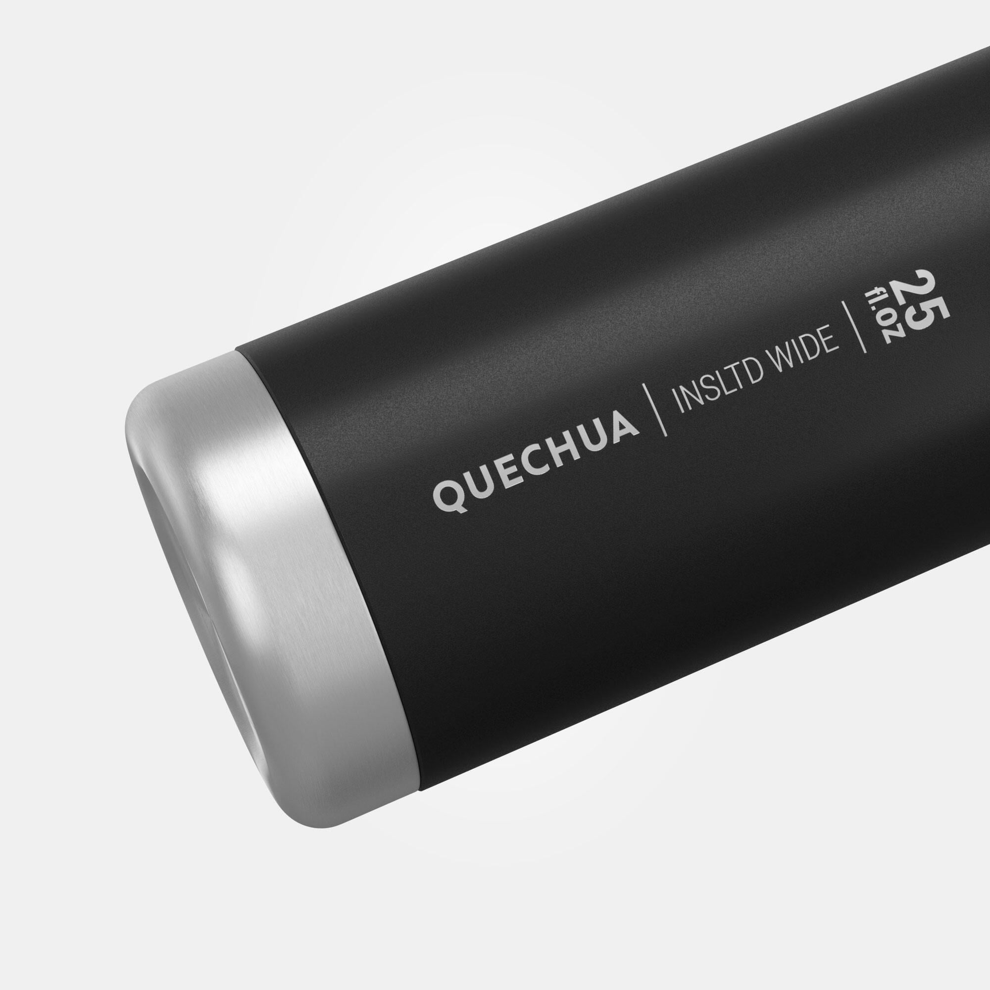 Quechua MH100, 25 oz, Stainless Steel, Double Wall Insulated Bottle, Black