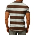 thumbnail image 5 of Yifymode Men's V Neck Short Sleeve T-Shirt, Wide Horizontal Stripe Print Chest Pocket Casual Top Brown 4XL, 5 of 7