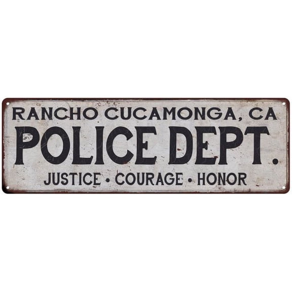 RANCHO CUCAMONGA, CA POLICE DEPT. Vintage Look Metal Sign Chic Decor 106180012131