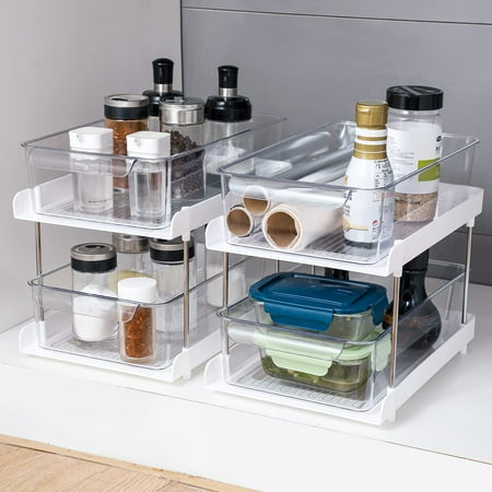 2 Tier Organizer With Clear Drawer Bins Great For Under Kitchen Sink Organizing And Bathroom Cabinet Storage Canada 2 Tier Organizer With Clear Drawer Bins, Clear Under Cabinet Storage Drawers