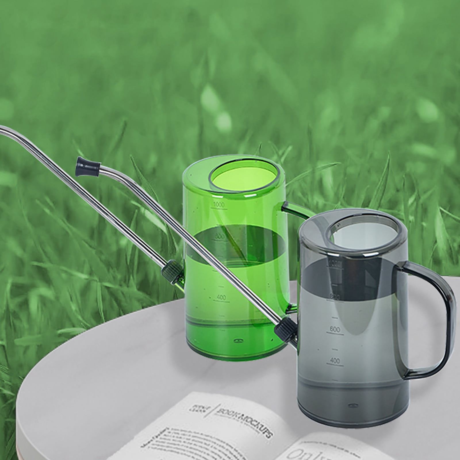 JilgTeok 4 Packs 1L Long Spout Watering Can for Plants Plastic Garden Watering Bottle for Indoor & Outdoor Flowers, Lightweight Handheld Watering Pot for Houseplants