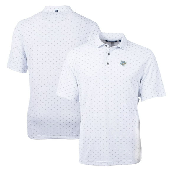Men's Cutter & Buck White Southern University Jaguars Big & Tall Virtue Eco Pique Tile Print Recycled Polo