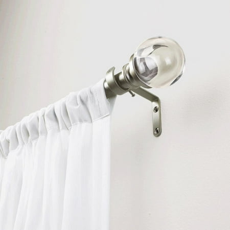Better Homes and Gardens Translucent Ball Finial Drapery Rod Set, Brushed Nickel Finish, 1" rod diameter