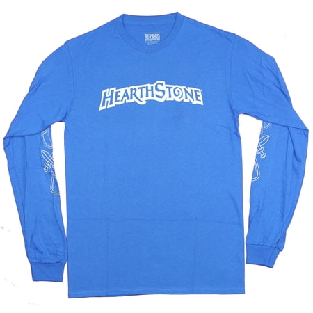 Hearthstone Mens Long Sleeve T-Shirt - Simple Name Logo Symbol Sleeves (Medium)