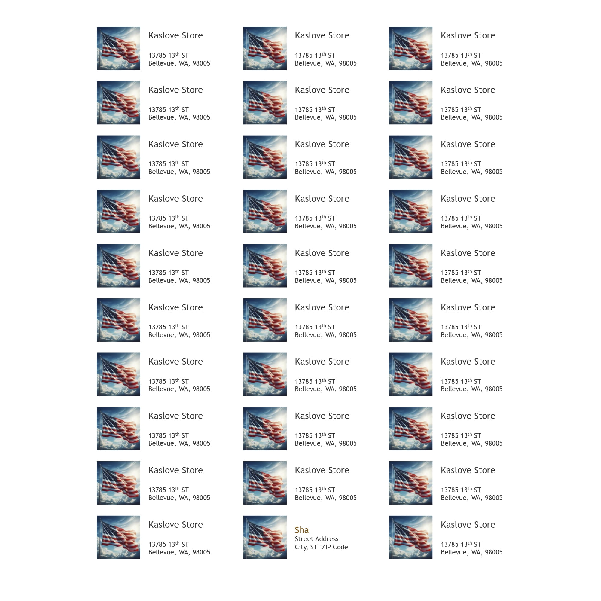 Personalized Return Address Labels - Set of 150 Custom Mailing Labels for Envelopes, Self Adhesive Flat Sheet Rectangle Personalized Name Stickers American Flag Label style