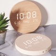 thumbnail image 2 of (Color madera maciza) Reloj de pared creativo LED para sala de estar, hogar, dormitorio, reloj silencioso, reloj de pared de moda de estilo nórdico s201, 2 of 5