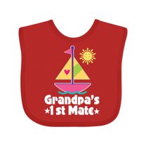 Inktastic Grandpas First Mate Girls Pink Sailboat Girls Baby Bib