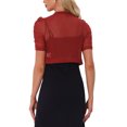 thumbnail image 3 of INSPIRE CHIC Casual Short Sleeve Mesh Sheer Shrug for Women's Open Front Cropped Cardiga Bolero M Red, 3 of 5