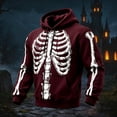 thumbnail image 2 of Yuncity Mens Hoodie Fall Winter Long Sleeve Fashion Casual Letter Skeleton Print Pullover Hoodies Sweatshirt Size Xl Red, 2 of 4