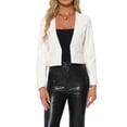 thumbnail image 1 of CHAQUETA DE MUJER INSPIRE CHIC DE CUERO SINTÉTICO, CORTA, SIN COLLAR, ABIERTO EN FRONTAL, CHAQUETAS DE MOTO BIKER S BLANCA, 1 of 6