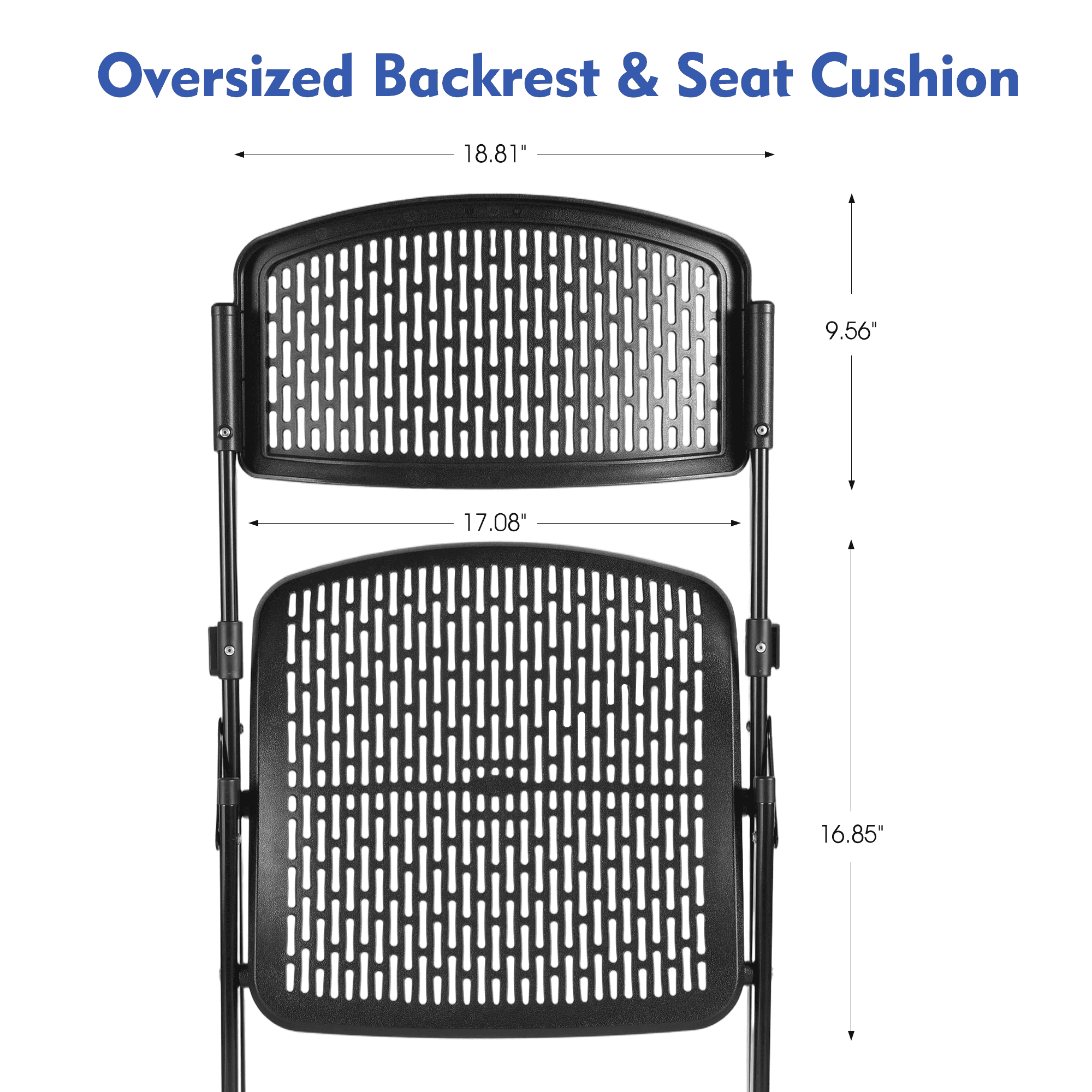(8 pack) Mainstays Premium Breathable Resin Folding Chair, Black, Set of 4