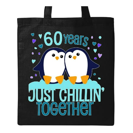 Sixty Years Just Chillin Together- cute penguins anniversary Tote Bag