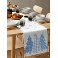 thumbnail image 6 of Blue Christmas Burlap-Cotton Table Runner 72 Inches Long,Xmas Blue Snowflake Pine Tree Farmhouse Table Runners,Outdoor Dining Tablecloths Decor for Baby Shower Party Wedding 18x72, 6 of 9