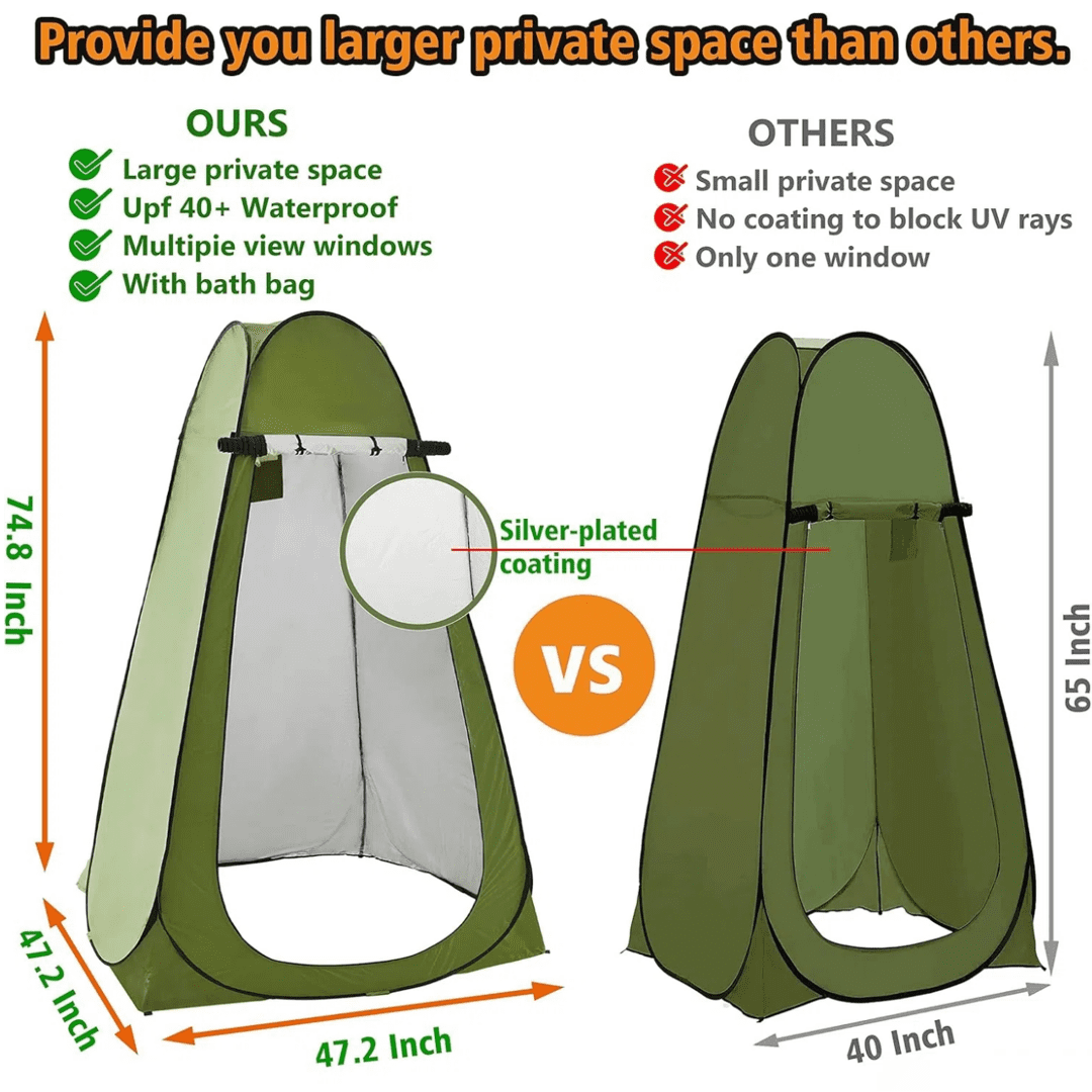 Shower Tent Pop Up Privacy Shelter Outdoor Foldable Dressing Room Bathroom Changing Room Privacy Tent Portable Toilet Shower Tent for Camping with Carry Bag, Green